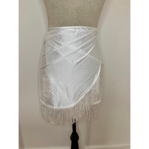Show Me Your Mumu Lido Sarong in Ivory Fringe Size XS Satin Beach Summer - Picture 2 of 4